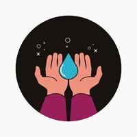 mano con ilustración de vector de icono de gota de agua