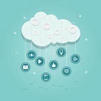 Cloud with social media icons vector