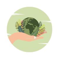 Hand holding globe earth, save the earth vector illustration