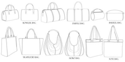 Premium Vector  Set of woman bags vector illustration, trendy, modern and  luxury