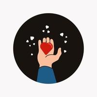 Heart shape in hand happy valentine day concept graphic design vector illustration