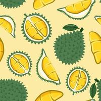 patrón sin costuras lindo durian frutas vector ilustración.