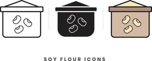 Soy flour icon. In lineart, outline, solid, colored styles. For wesite design, mobile app, software vector