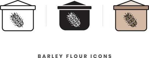 Barley flour icon. In lineart, outline, solid, colored styles. For wesite design, mobile app, software vector