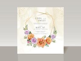 Beautiful floral watercolor wedding invitation card vector