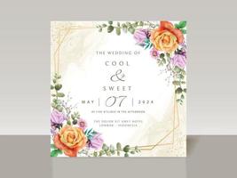 hermosa tarjeta de invitación de boda floral acuarela vector
