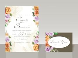 Beautiful floral watercolor wedding invitation card vector