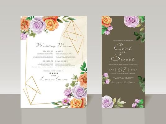 Beautiful floral watercolor wedding invitation card