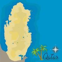 Qatar. Realistic satellite background. Drawn with cartographic accuracy. A bird's-eye view. vector