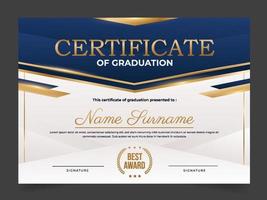 plantilla de certificado de graduación de educación azul vector