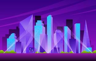 Neon Skyscraper City Background vector