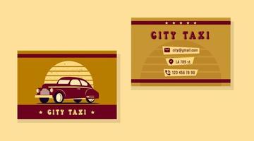 tarjeta de visita de taxi de dos piezas con cabina. diseño de tarjeta de visita. plantilla de vector con estilo para la compañía de taxis.