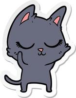 sticker of a calm cartoon cat vector