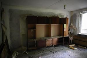 Room of a Building in Pripyat Town, Chernobyl Exclusion Zone, Ukraine photo