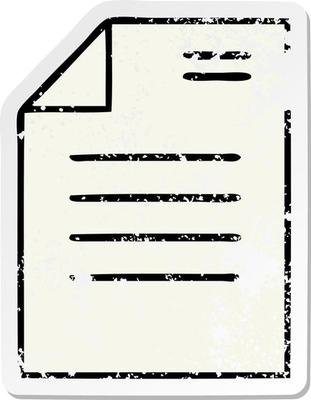 distressed sticker of a cute cartoon sheet of paper