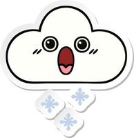 pegatina de una linda nube de nieve de dibujos animados vector