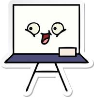 sticker of a cute cartoon white board vector