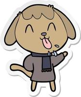 sticker of a cute cartoon dog vector