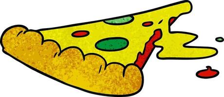 textured cartoon doodle of a slice of pizza vector