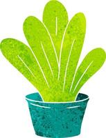 retro cartoon doodle of a green indoor plant vector