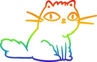 rainbow gradient line drawing cat looking right at you vector
