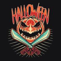 Ilustración de vector de machete de halloween de calabaza