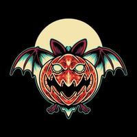 Halloween Bat Pumpkin Vector Illustration