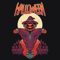 Pumpkin Halloween Scarecrow Vector Illustration