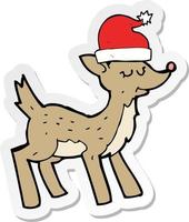 sticker of a cartoon cute christmas reindeer vector