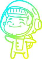 cold gradient line drawing happy cartoon astronaut vector