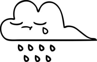 nube de lluvia de tormenta de dibujos animados de dibujo lineal vector