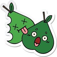 sticker of a cute cartoon pears vector