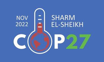 conferencia anual sobre cambio climático cop 27 sharm el-sheikh en noviembre de 2022. banner de la cumbre internacional sobre el clima. calentamiento global. ilustración vectorial vector