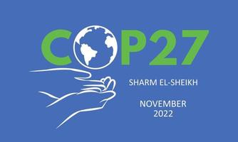 conferencia anual sobre cambio climático cop 27 sharm el-sheikh en noviembre de 2022. banner de la cumbre internacional sobre el clima. calentamiento global. ilustración vectorial vector