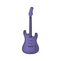 guitarra eléctrica púrpura 3d aislada sobre fondo blanco. ilustración vectorial vector