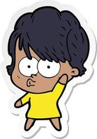 sticker of a cartoon woman vector