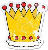 distressed sticker of a cartoon crown vector