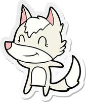 sticker of a friendly cartoon wolf vector