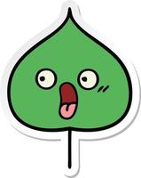 sticker of a cute cartoon expressional leaf vector