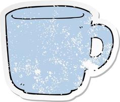 distressed sticker of a cartoon coffee cup vector