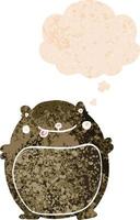 cartoon bear and thought bubble in retro textured style vector