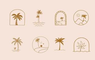 Collection of line design with tree,palm,nature.Editable vector illustration for website, sticker, tattoo,icon