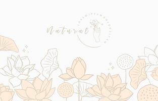 Golden lotus background. Line art design for postcard, invitation ,packaging vector