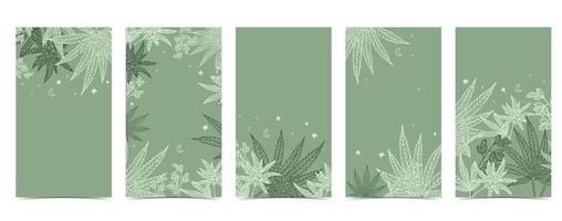 colección de fondo de cannabis con ilustración vectorial verde.editable para redes sociales vector