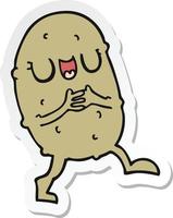 sticker of a cartoon happy potato vector