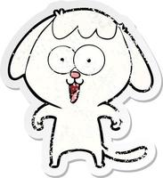 distressed sticker of a cute cartoon dog vector