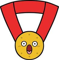 cute cartoon gold medal vector