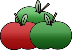 gradient shaded cartoon juicy apple vector