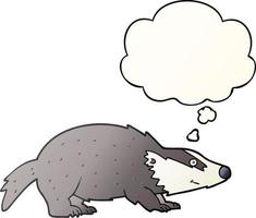 cartoon badger and thought bubble in smooth gradient style vector