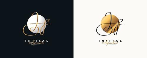 JF Initial Signature Logo Design with Elegant and Minimalist Handwriting Style. Initial J and F Logo Design for Wedding, Fashion, Jewelry, Boutique and Business Brand Identity vector